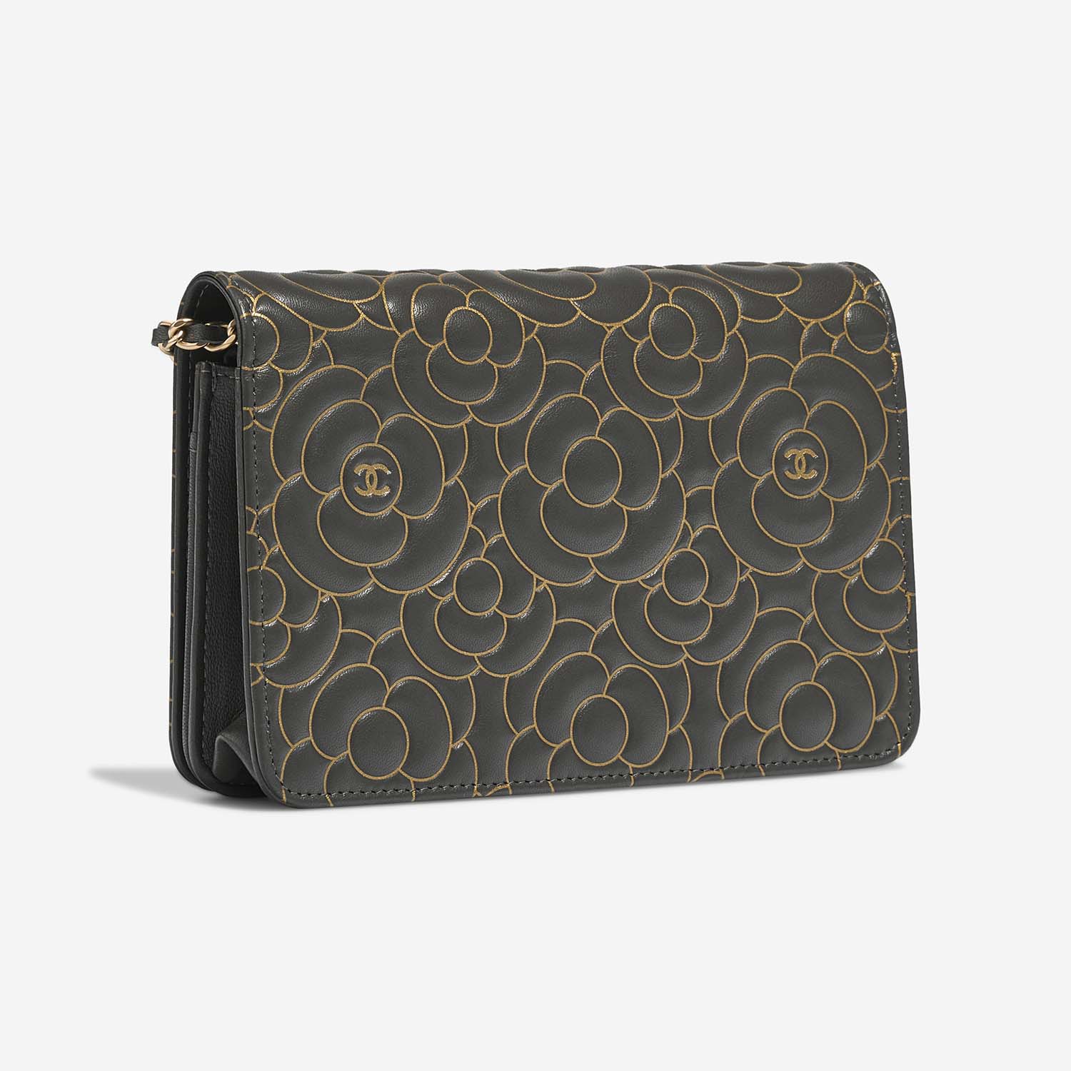 Chanel WalletOnChain DarkGrey-Gold Side Back | Sell your designer bag on Saclab.com