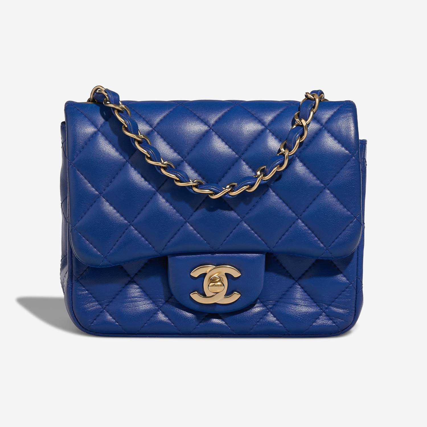 Chanel Timeless MiniSquare Blue Front  S | Sell your designer bag on Saclab.com