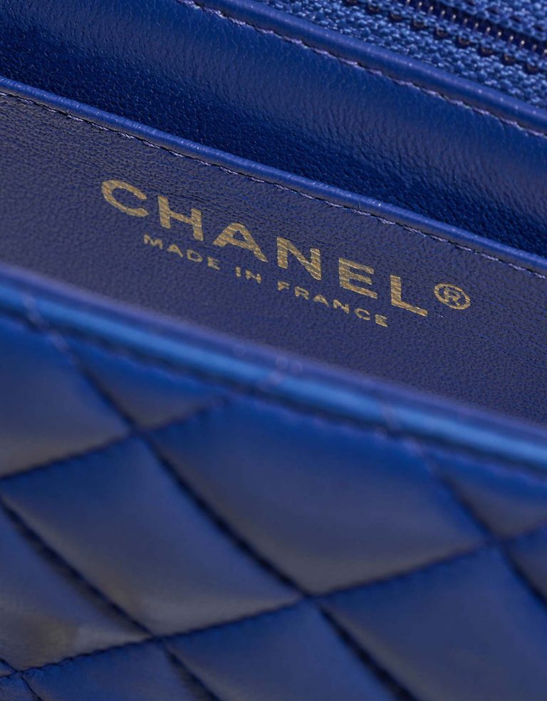 Chanel Timeless MiniSquare Blue Logo  | Sell your designer bag on Saclab.com