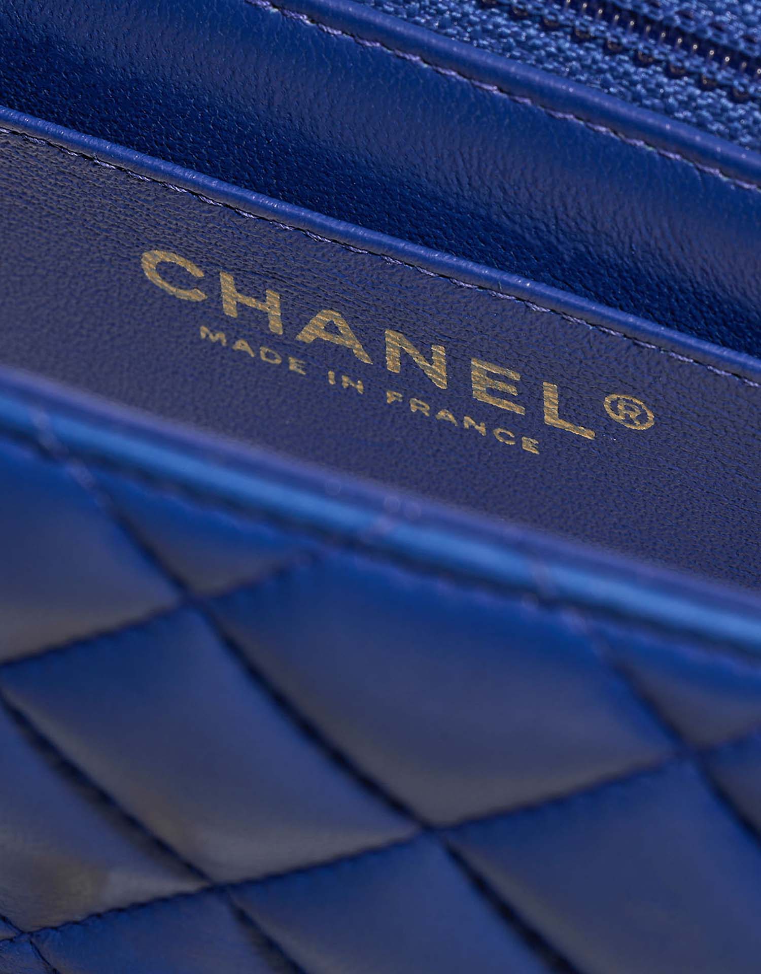 Chanel Timeless MiniSquare Blue Logo  | Sell your designer bag on Saclab.com