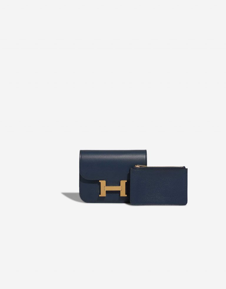 Hermès Constance SlimWallet BleuDePrusse Front  | Sell your designer bag on Saclab.com
