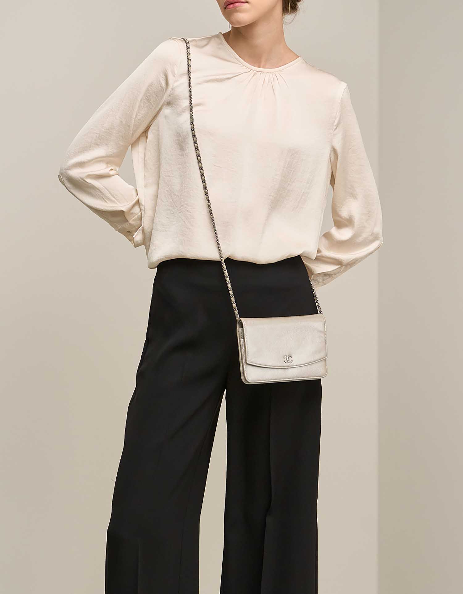 Chanel WalletOnChain ShinyChampagne auf Model | Verkaufen Sie Ihre Designer-Tasche auf Saclab.com
