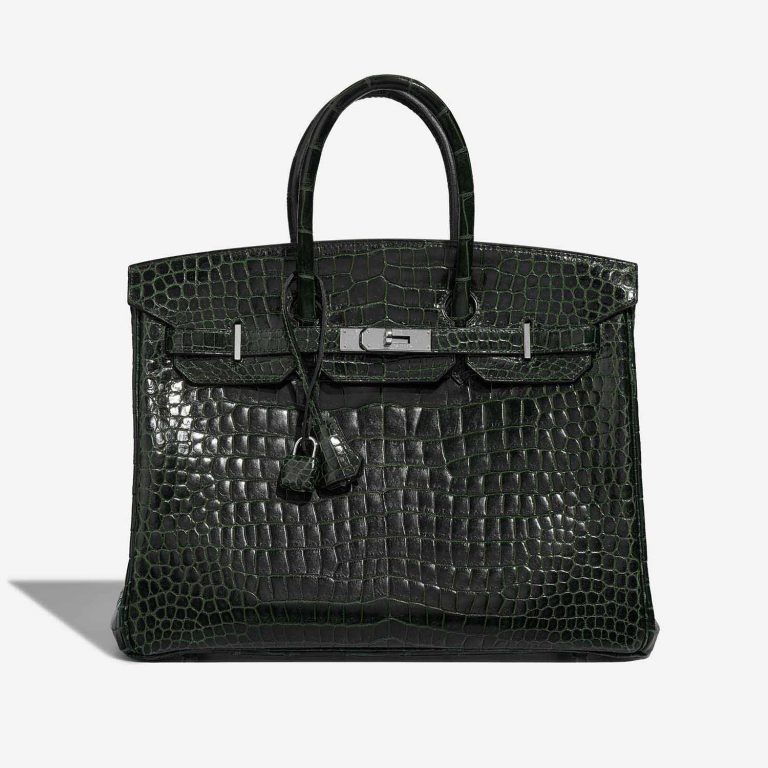 Pre-owned Hermès bag Birkin 35 Porosus Crocodile Vert Foncé Green, Grey | Sell your designer bag on Saclab.com