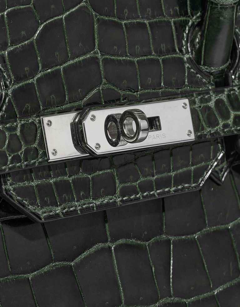 Pre-owned Hermès bag Birkin 35 Porosus Crocodile Vert Foncé Green, Grey | Sell your designer bag on Saclab.com