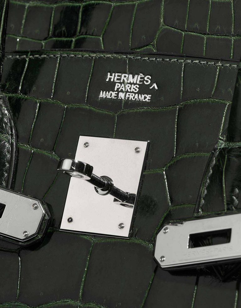 Pre-owned Hermès bag Birkin 35 Porosus Crocodile Vert Foncé Green, Grey | Sell your designer bag on Saclab.com