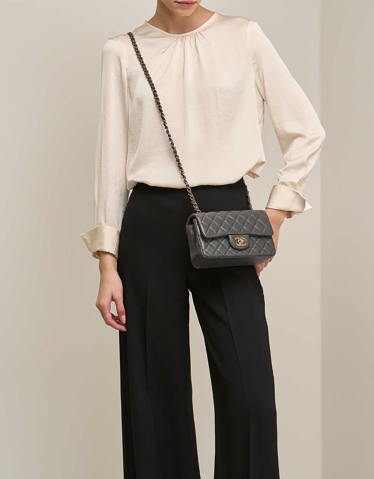 Chanel Timeless MiniRectangular Anthracite on Model | Sell your designer bag on Saclab.com