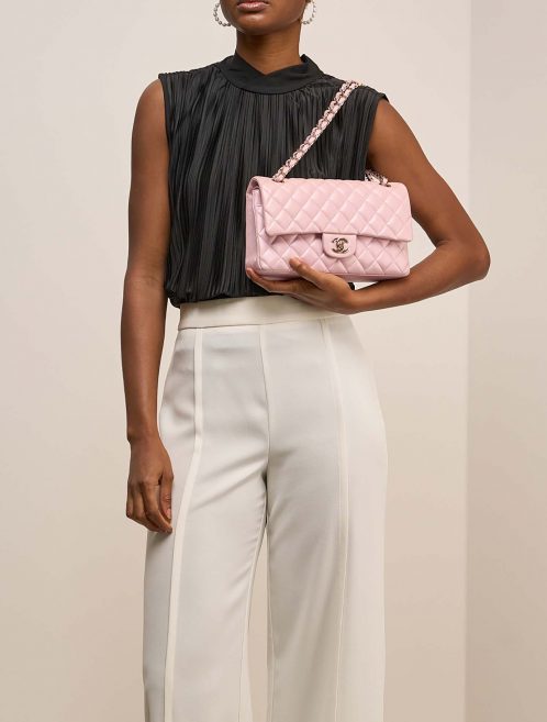 Chanel Timeless Medium LightPink on Model | Sell your designer bag on Saclab.com