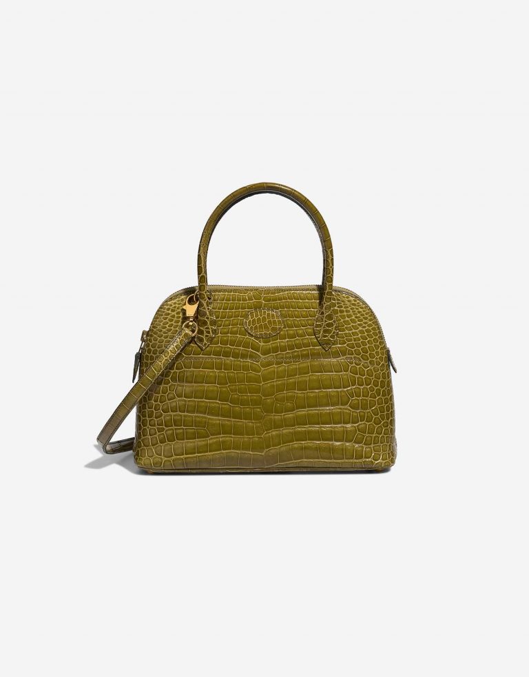 Pre-owned Hermès bag Bolide 27 Porosus Crocodile Vert Anis Green | Sell your designer bag on Saclab.com