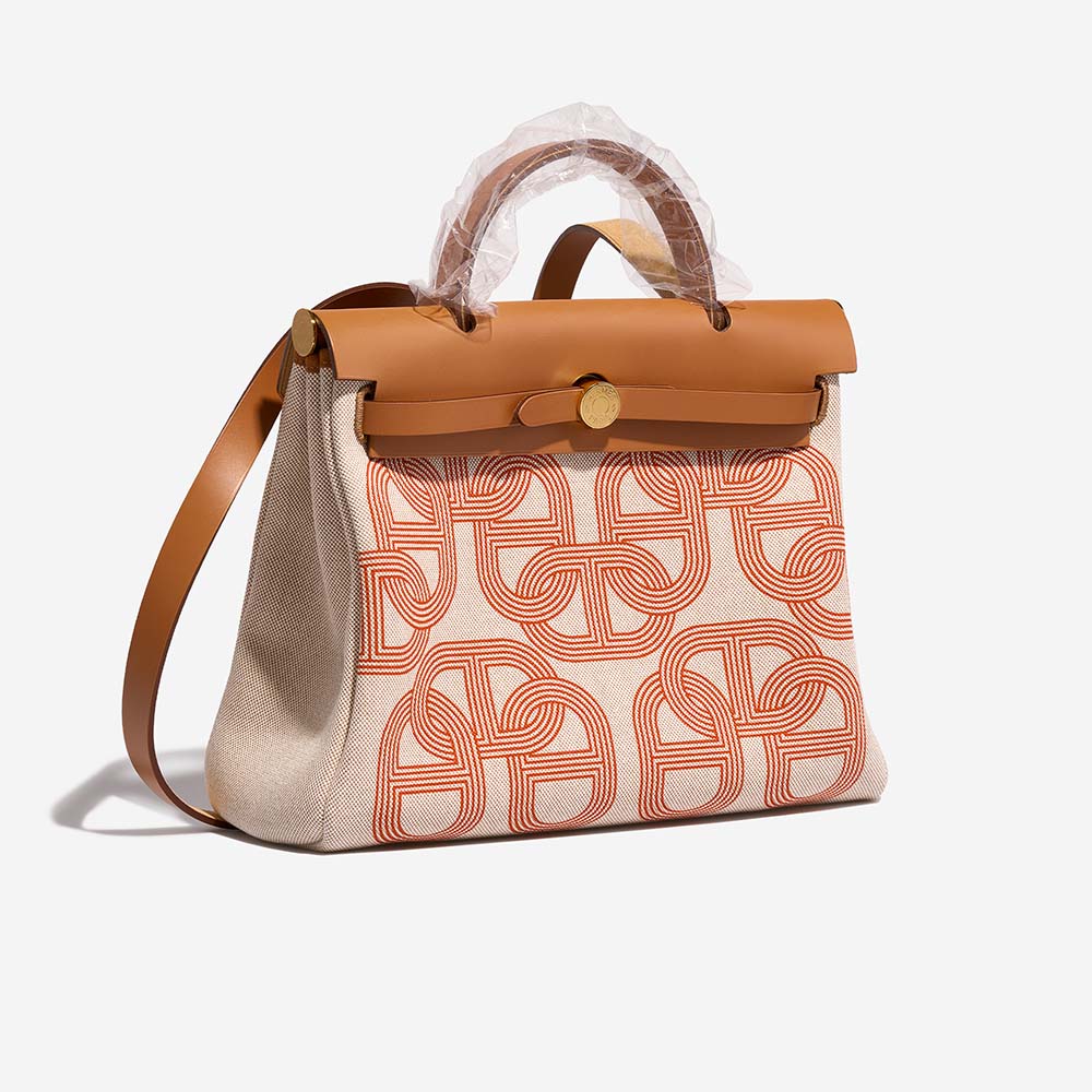 Hermès Herbag 31 OrangeMecano-EcruBeige-Naturel Side Front  | Sell your designer bag on Saclab.com