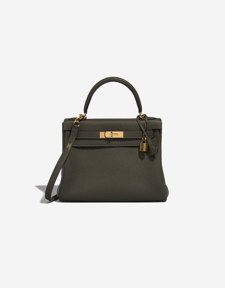 Hermès Kelly 28 VertDeGris Front  | Sell your designer bag on Saclab.com