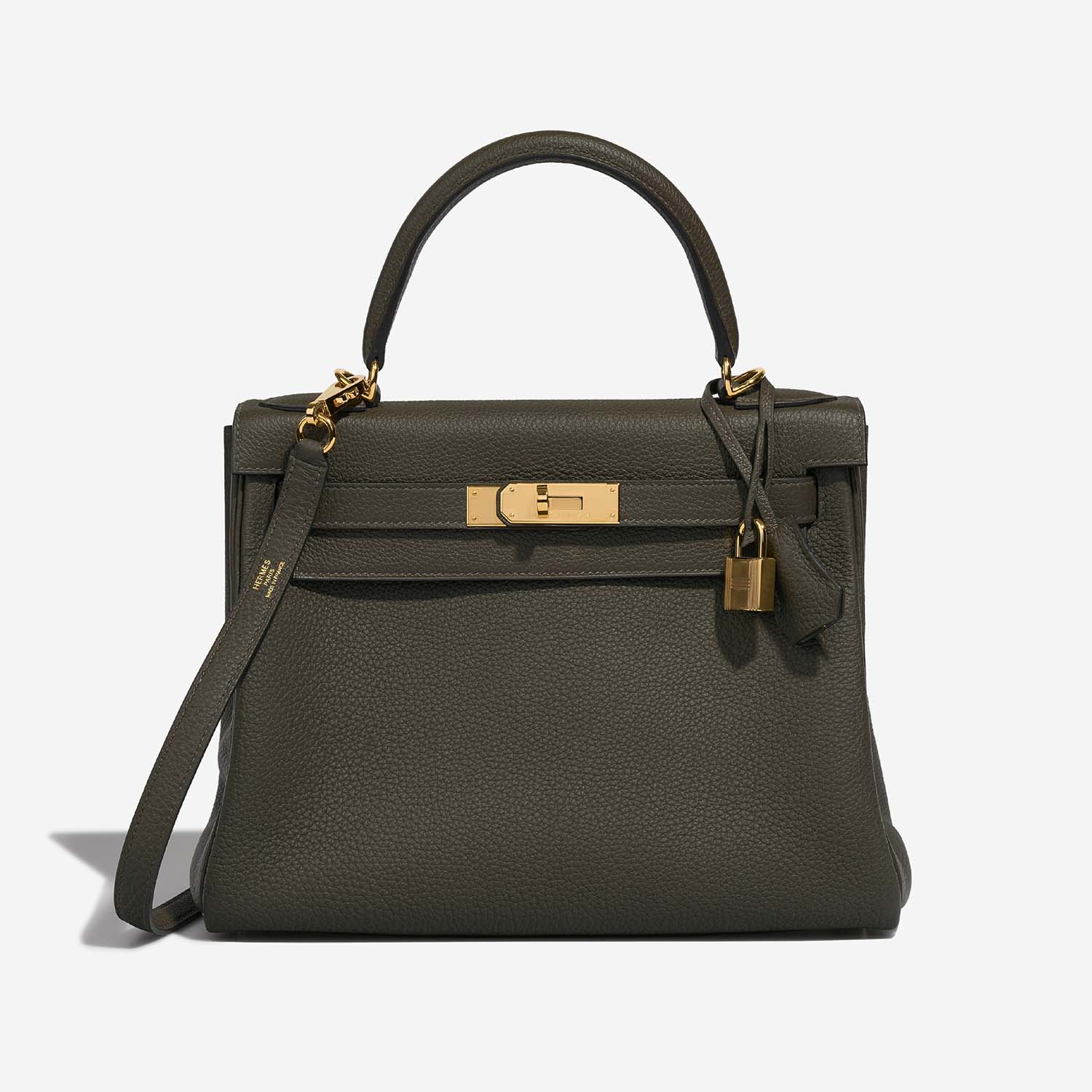 Hermès Kelly 28 VertDeGris Front  S | Sell your designer bag on Saclab.com