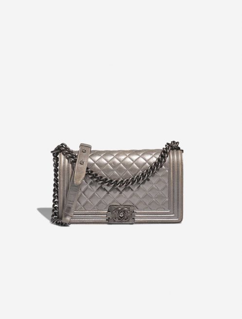 Chanel Boy NewMedium Silver Front  | Sell your designer bag on Saclab.com