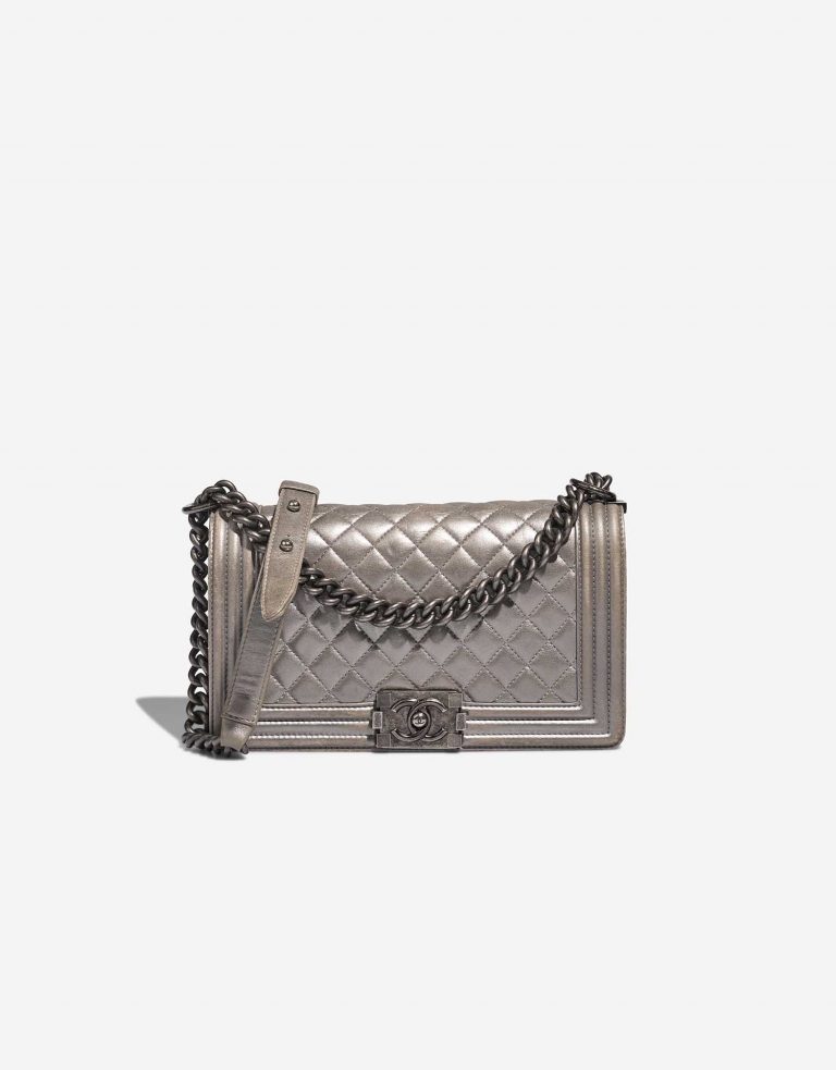 Chanel Boy NewMedium Silver Front  | Sell your designer bag on Saclab.com