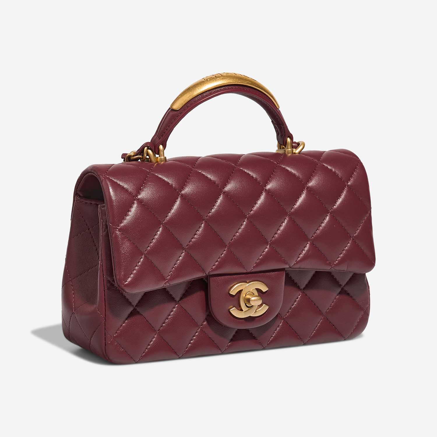 Chanel Timeless MiniRectangular DarkRed Side Front  | Sell your designer bag on Saclab.com