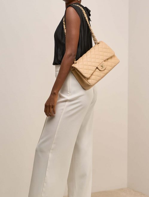 Chanel Timeless Jumbo Beige on Model | Sell your designer bag on Saclab.com