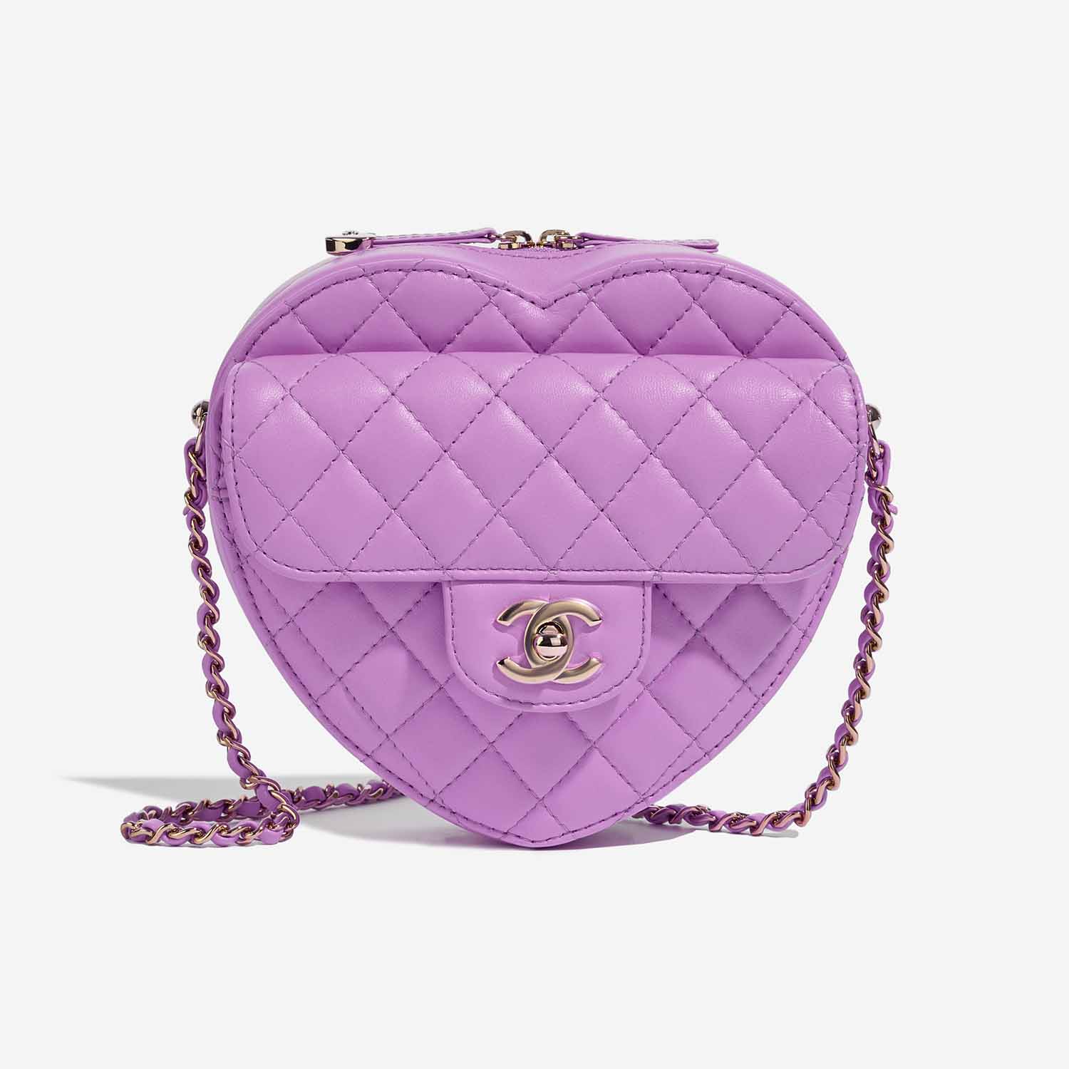Chanel TimelessHeart Medium Violet Front  S | Sell your designer bag on Saclab.com
