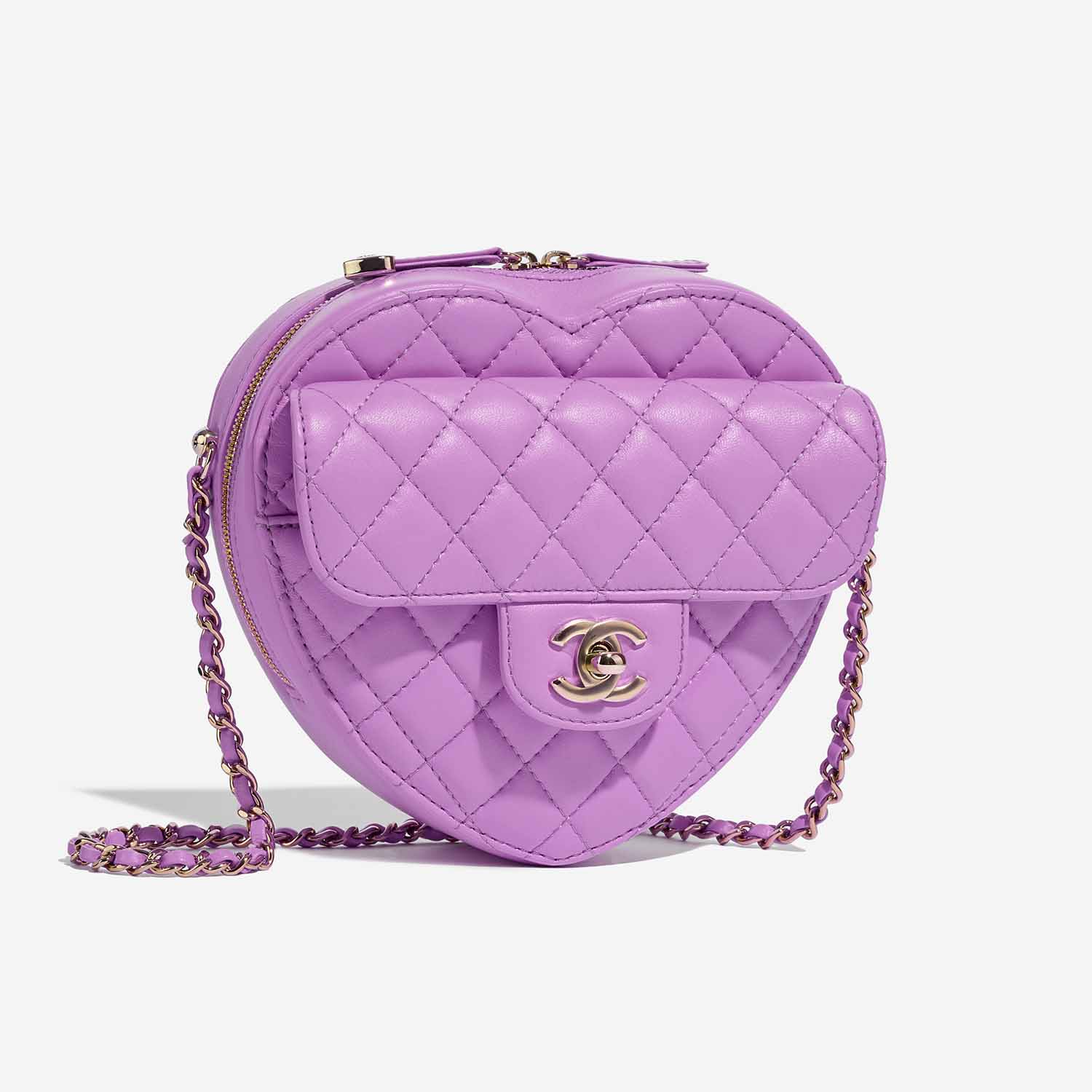 Chanel TimelessHeart Medium Violet Side Front  | Sell your designer bag on Saclab.com