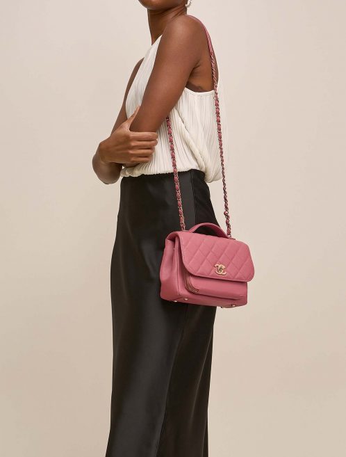 Chanel Business Affinity Medium Coral Pink on Model | Sell your designer bag on Saclab.com