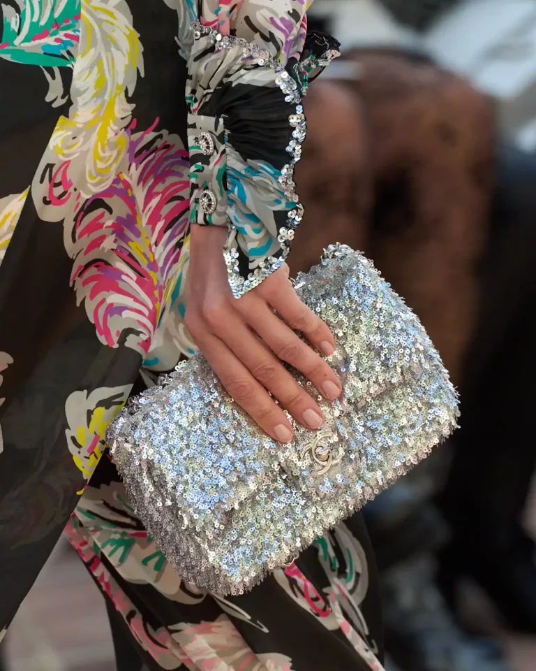 Chanel Timeless Classic Flap bag with silver sequins