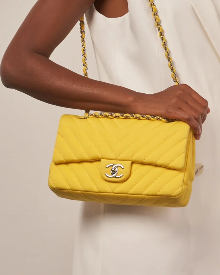 Chanel Timeless Medium Fabric Yellow, sold on saclab.com