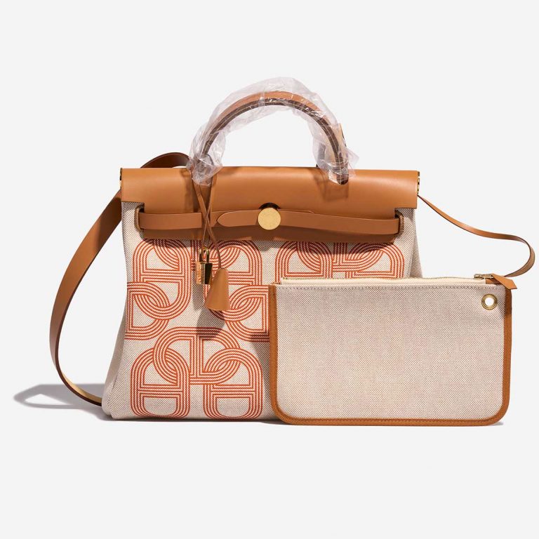 Hermès Herbag 31 OrangeMecano-Ecru-Beige-Naturel Front S | Verkaufen Sie Ihre Designer-Tasche auf Saclab.com