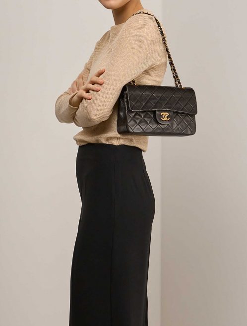 Chanel Timeless Small DarkBrown on Model | Sell your designer bag on Saclab.com