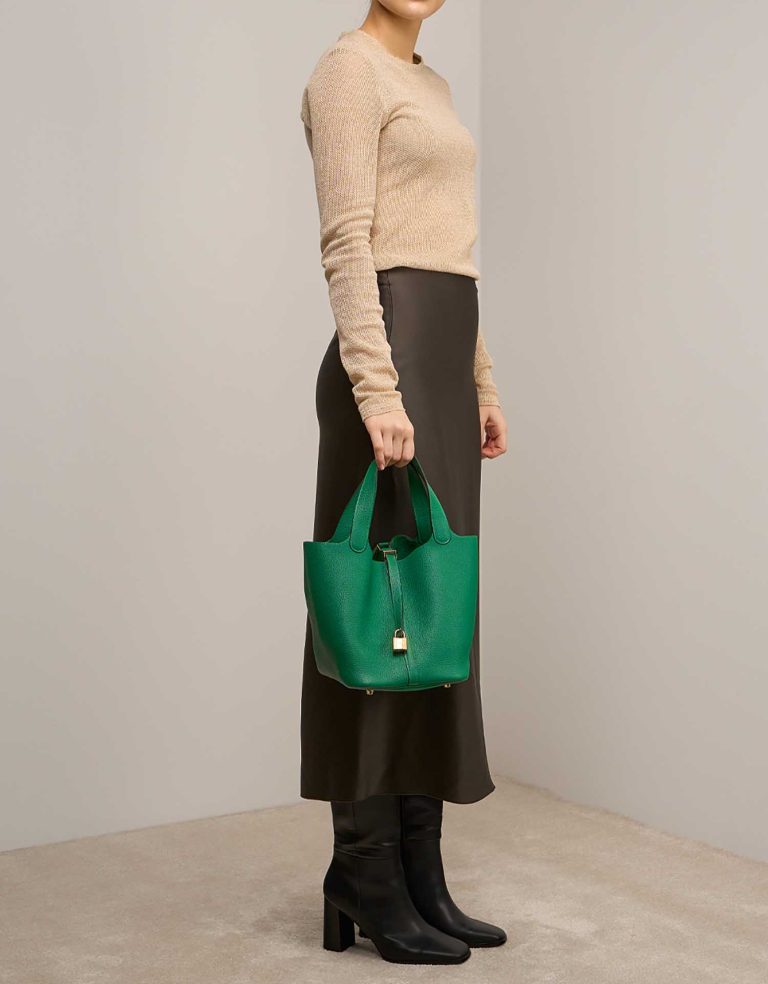 Hermès Picotin 22 Taurillon Clémence Vert Jade Front | Sell your designer bag