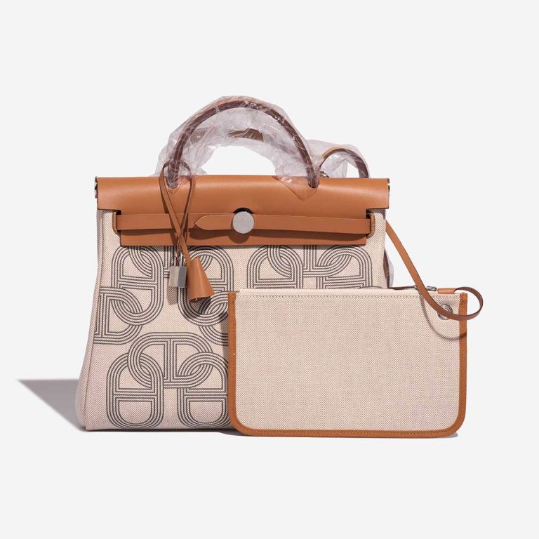 Pre-owned Hermès bag Herbag Circuit 24 31 Toile / Vache Hunter Gris Meyer / Écru / Beige / Naturel Grey, Multicolour, White | Sell your designer bag on Saclab.com