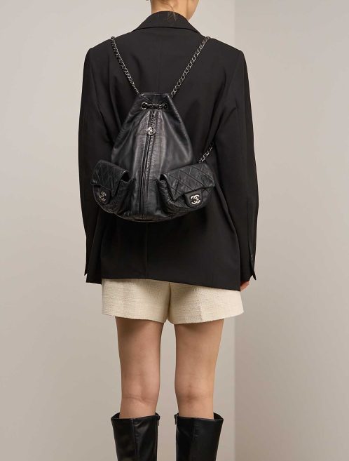 Chanel Backpack Lamb Black on Model | Sell your designer bag