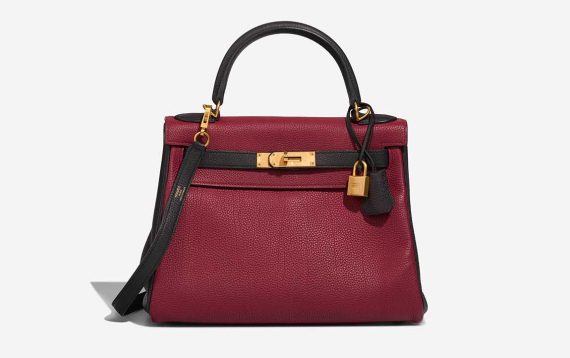 Hermès Kelly HSS 28 Togo Rubis / Black  Front | Sell your designer bag