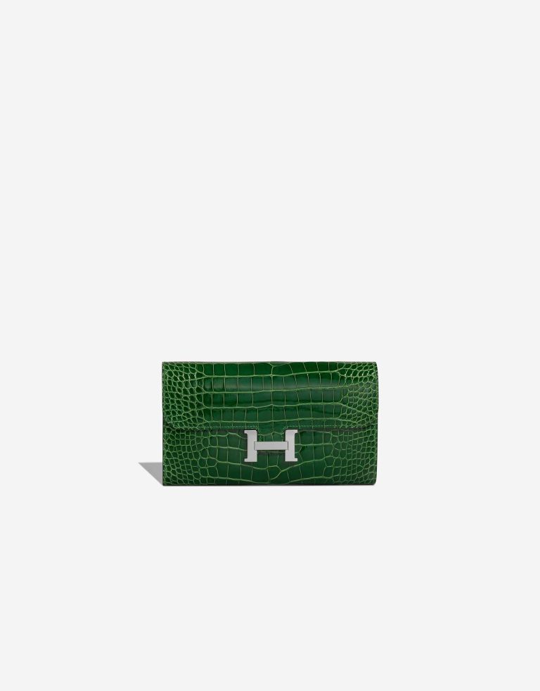 Hermès Constance Long Wallet Alligator Mississippi Vert Cactus Front | Vendre votre sac de créateur