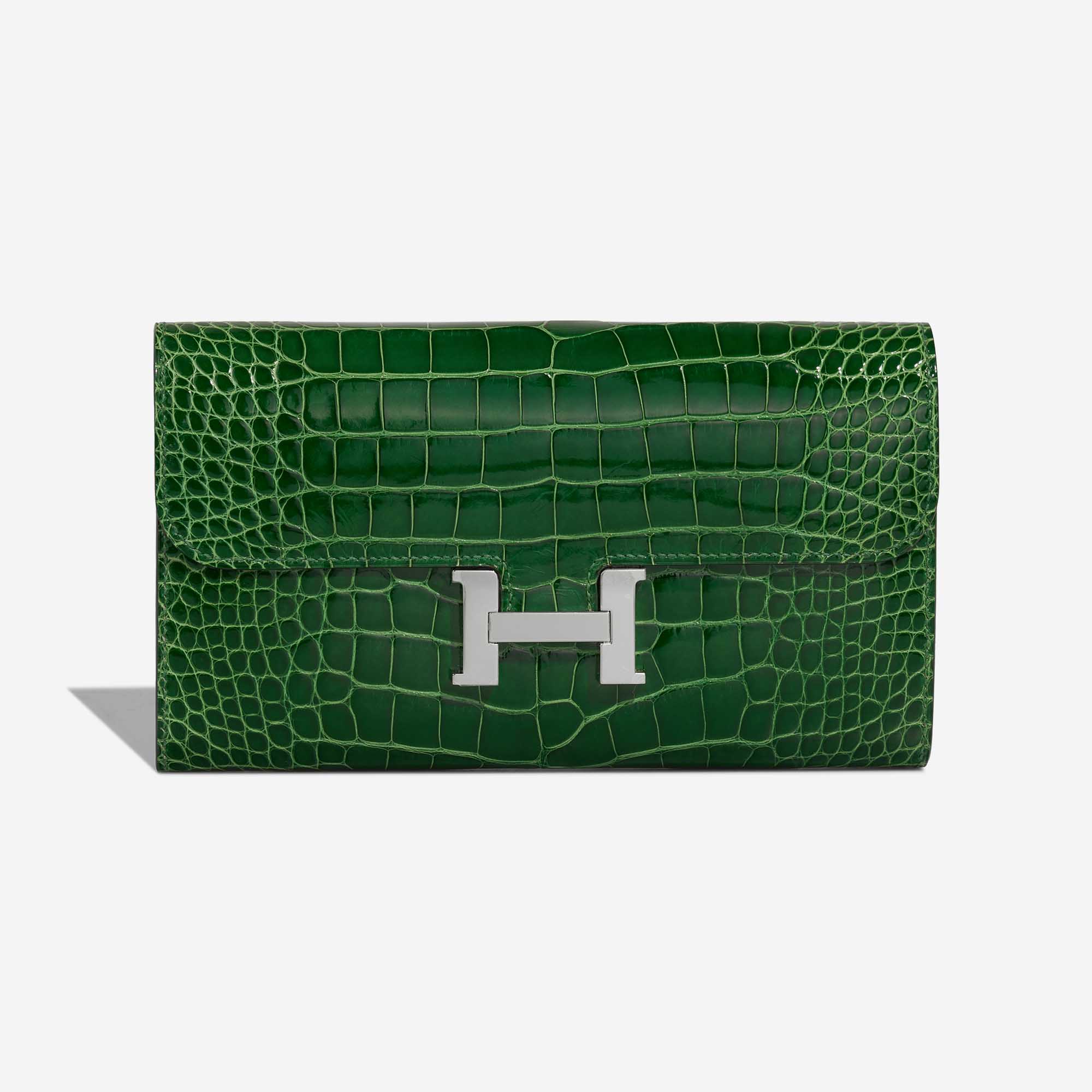 Hermès Constance Long Wallet Alligator Mississippi Vert Cactus Front | Sell your designer bag