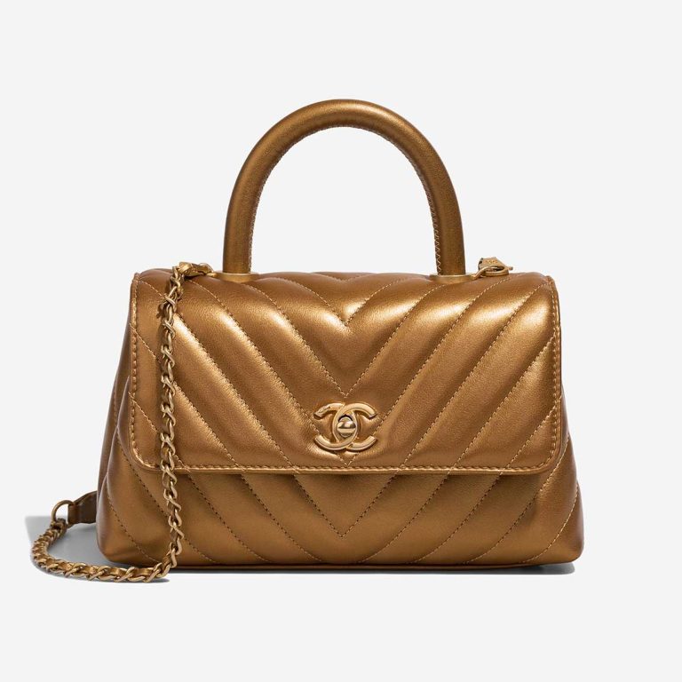 Chanel Timeless Handle Small Lammleder Iridescent Bronze Front | Verkaufen Sie Ihre Designer-Tasche