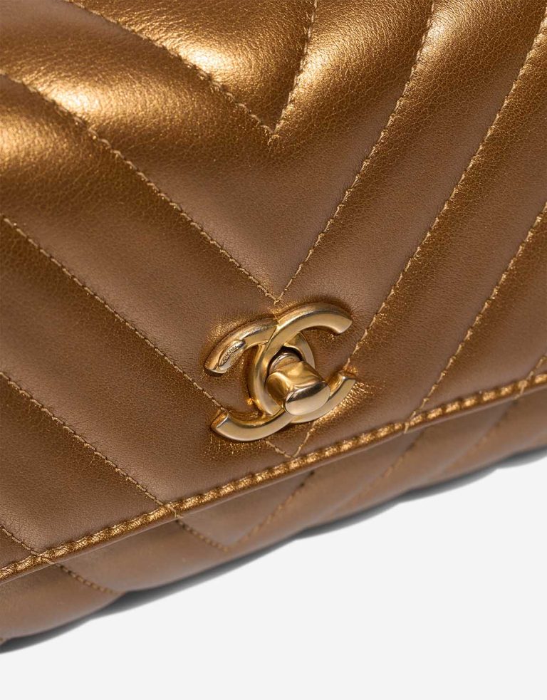 Chanel Timeless Handle Small Lammleder Iridescent Bronze Closing System | Verkaufen Sie Ihre Designer-Tasche