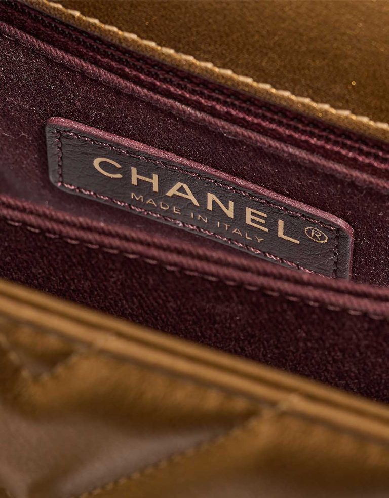 Chanel Timeless Handle Small Lammleder Iridescent Bronze Logo | Verkaufen Sie Ihre Designer-Tasche