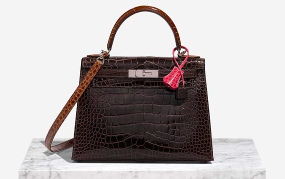 Hermès Kelly 28 Alligator Mississippi Macassar / Ébène / Miel / Rose Extrême Front | Sell your designer bag