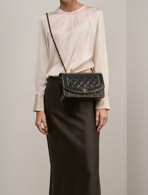 Chanel Diana Medium Lamb Black on Model | Sell your designer bag