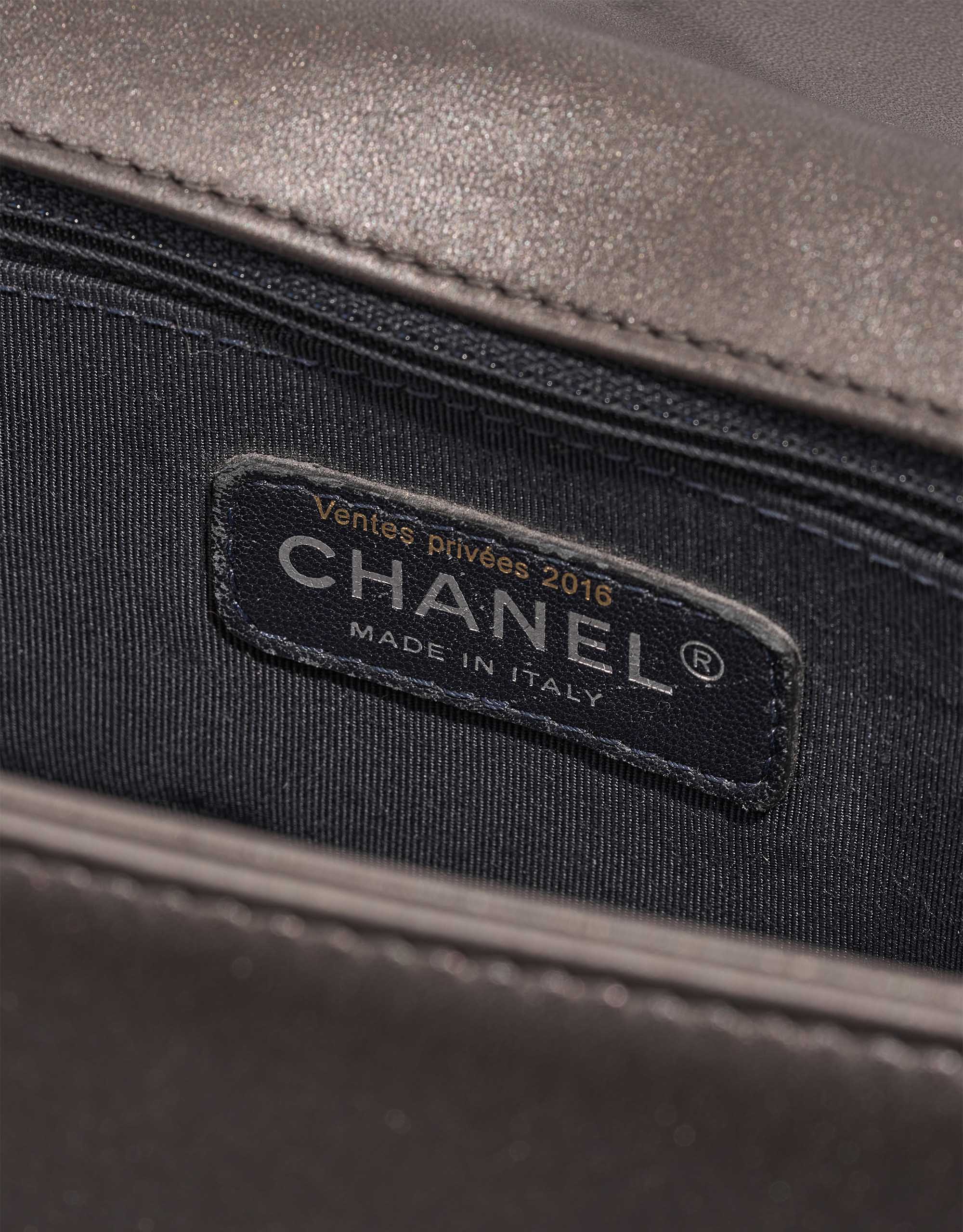 Chanel Boy New Medium Lamb Metallic Grey / Red Logo | Sell your designer bag