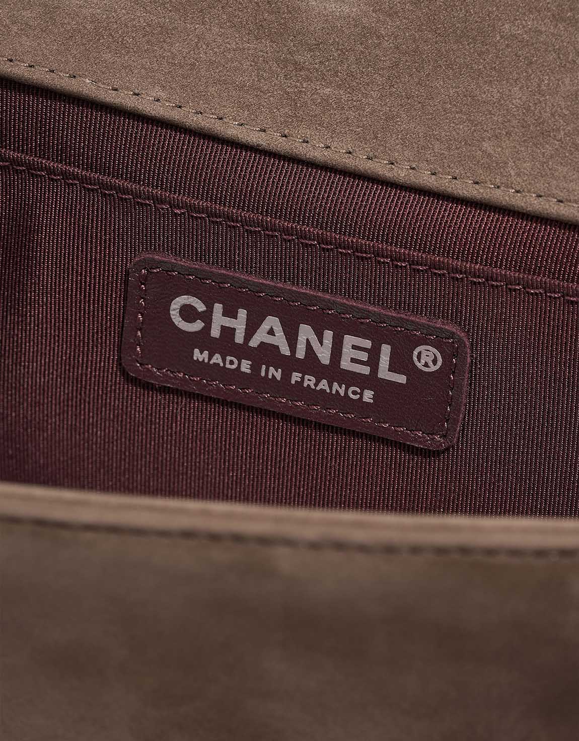 Chanel Boy Old Medium Suede Brown Logo | Sell your designer bag
