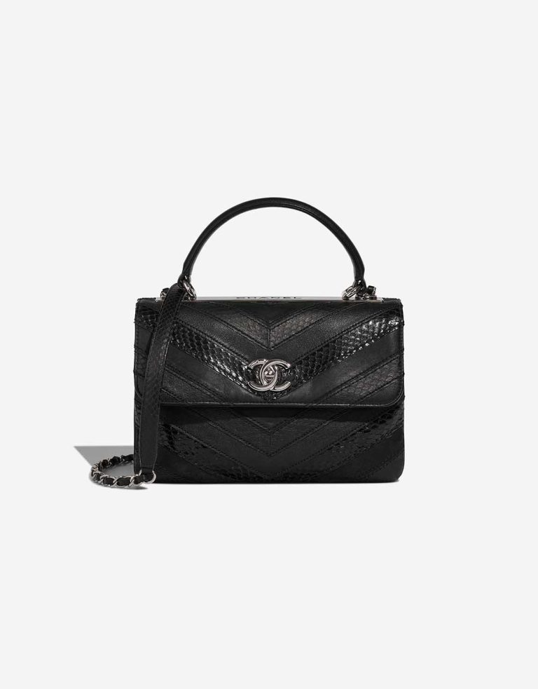 Chanel Trendy CC Medium Lammleder / Python / Coated Fabric Black Front | Verkaufen Sie Ihre Designer-Tasche