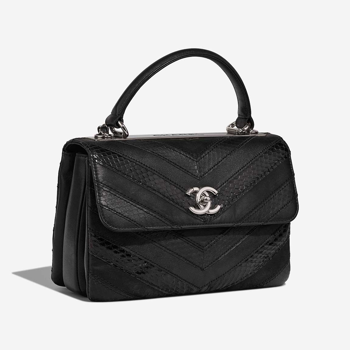 Chanel Trendy CC Medium Lamb / Python / Coated Fabric Black | Sell your designer bag