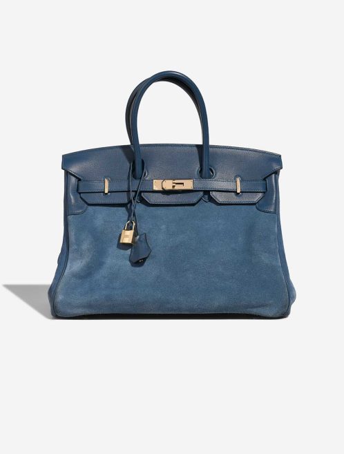 Hermès Birkin Grizzly 35 Doblis Suede / Swift Bleu Thalassa Front | Verkaufen Sie Ihre Designer-Tasche