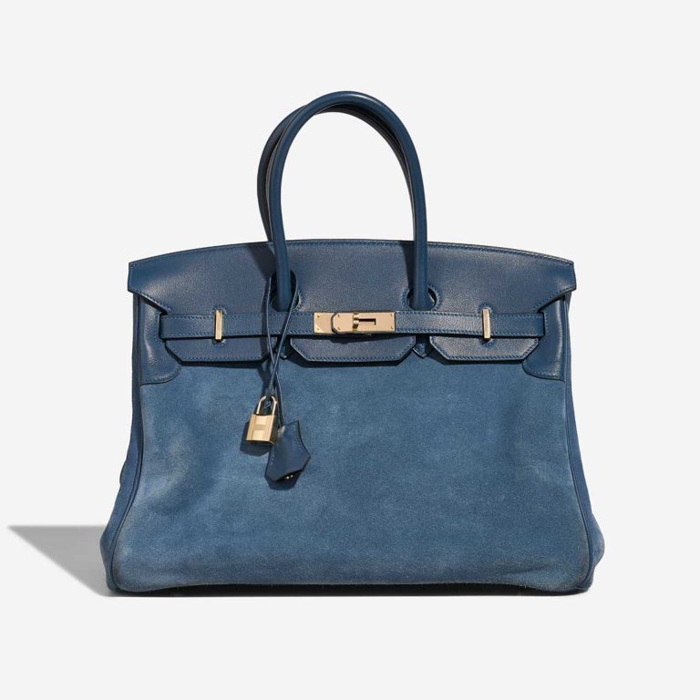 Hermès Birkin Grizzly 35 Doblis Suede / Swift Bleu Thalassa Front | Sell your designer bag