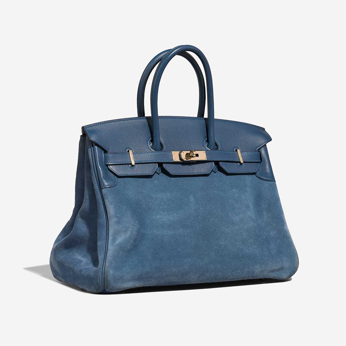 Hermès Birkin Grizzly 35 Doblis Suede / Swift Bleu Thalassa | Sell your designer bag