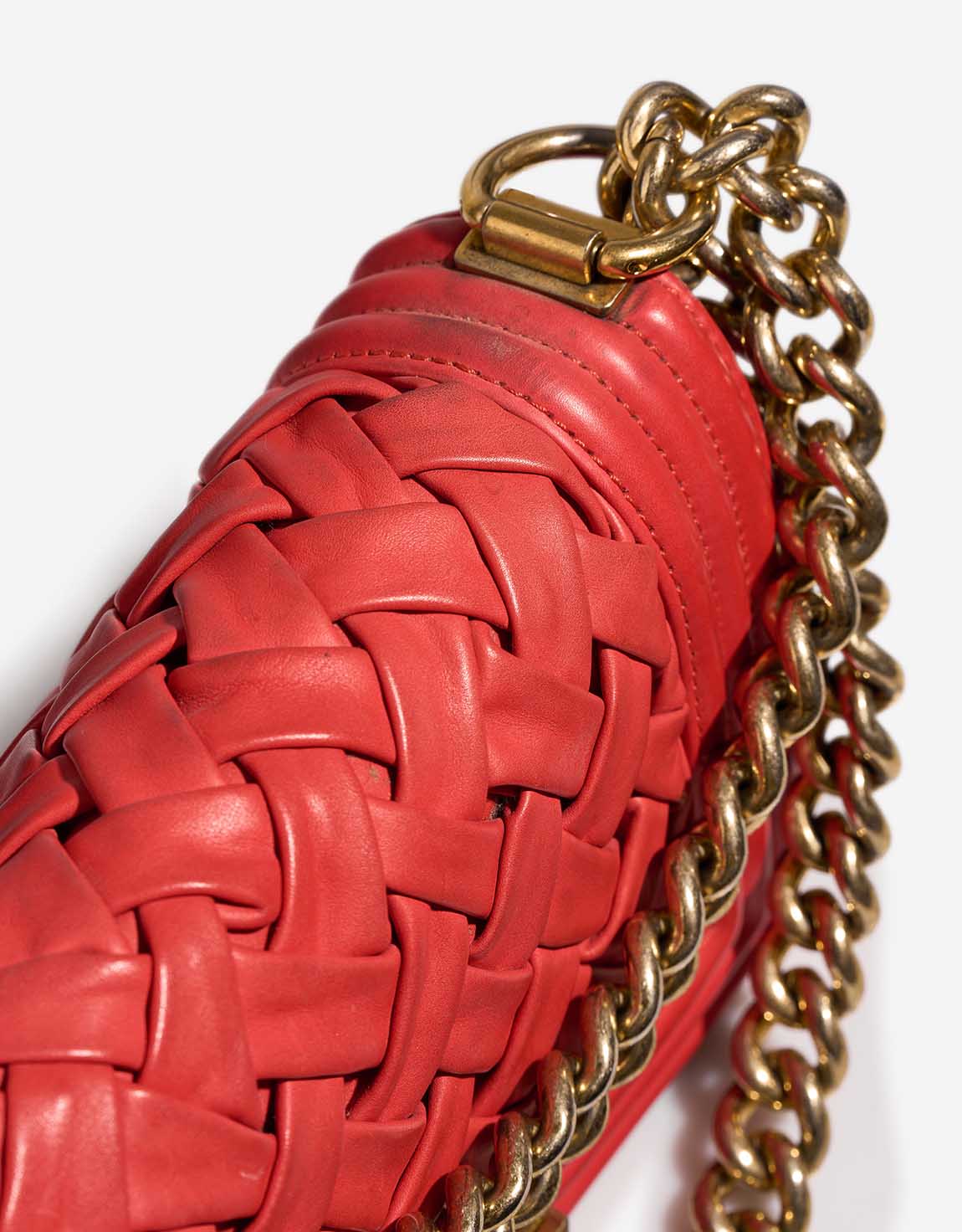 Chanel Boy Small Lamb Red Signs of wear | Sell your designer bag