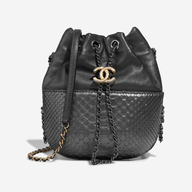 Chanel Bucket Bag Small Python / Lammleder Metallic Grey Front | Verkaufen Sie Ihre Designer-Tasche