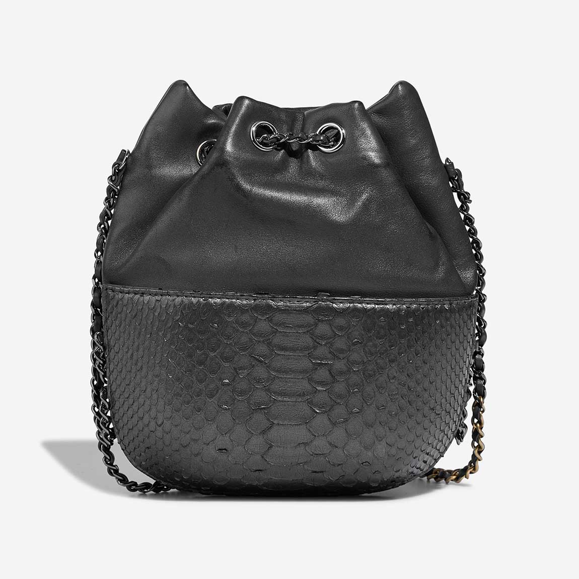 Chanel Bucket Bag Small Python / Lamb Metallic Grey | Sell your designer bag