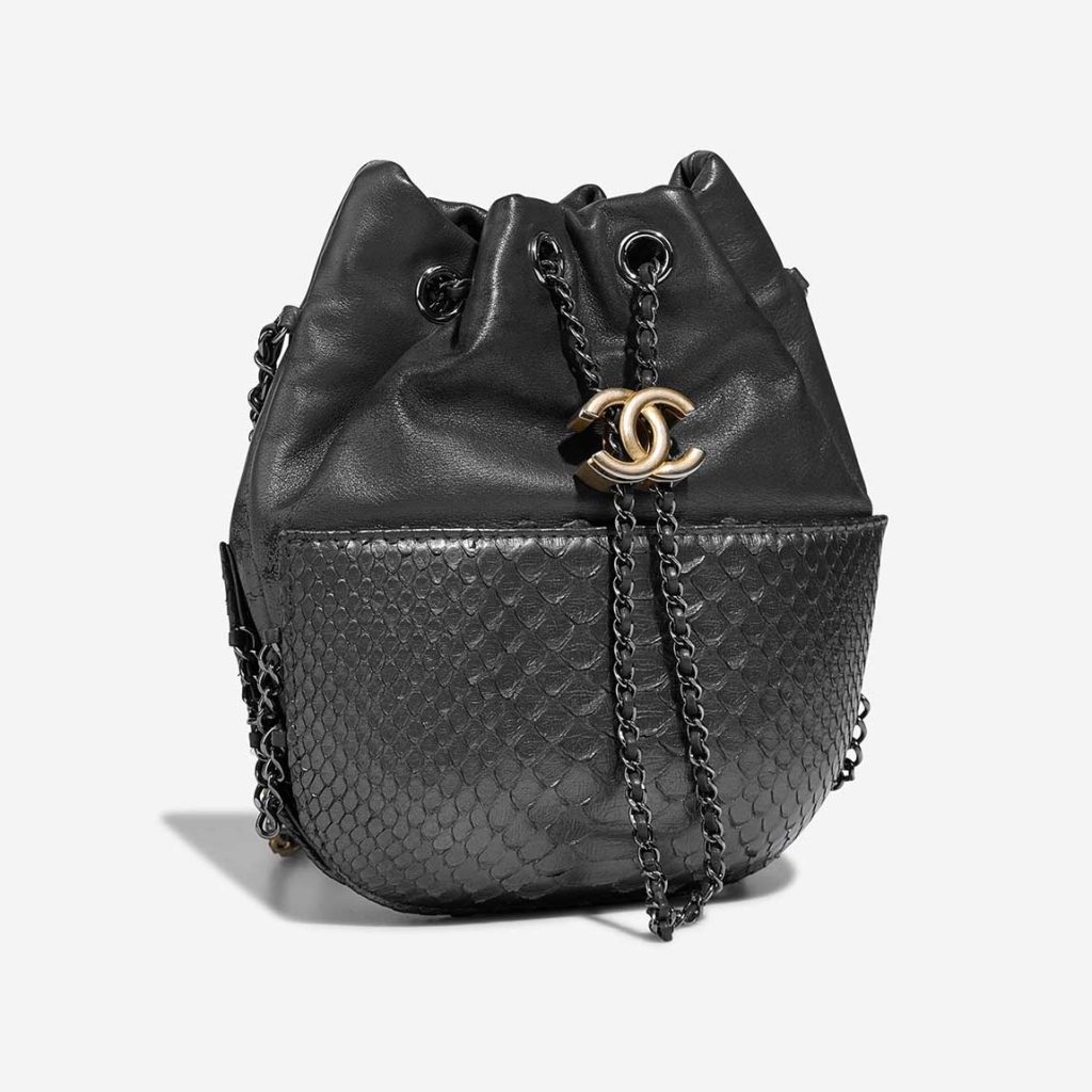 Chanel Bucket Bag Small Python / Lamb Metallic Grey SACLÀB