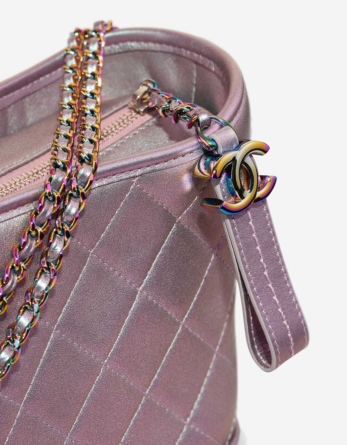Chanel Gabrielle Medium Lamb Iridescent Purple Closing System | Sell your designer bag