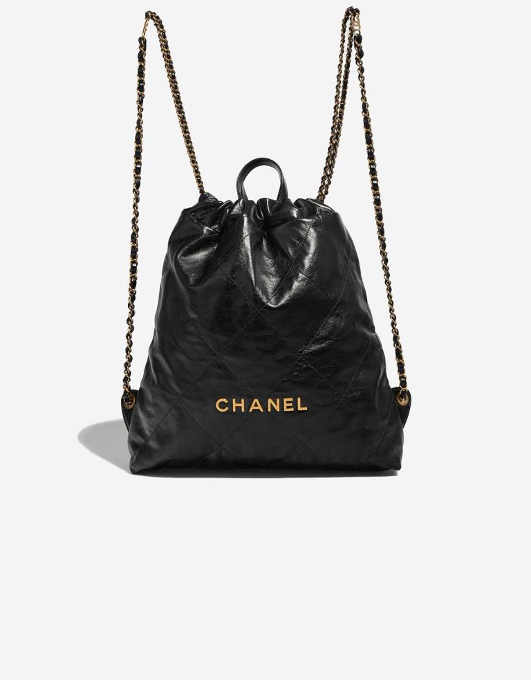 Chanel 22 Rucksack Lammleder Schwarz Front | Verkaufen Sie Ihre Designer-Tasche